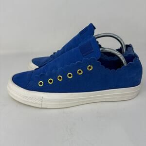 Converse Chuck Taylor‎ All Star OX Skate Sneakers Scalloped Suede Blue Size 9.5